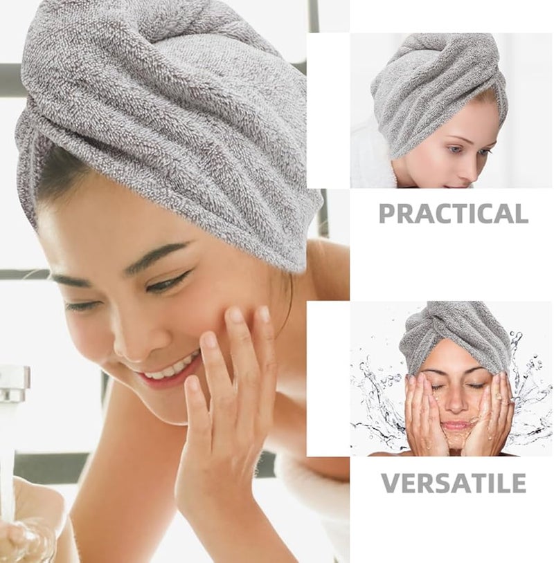 GLEAVI 2 Pack Coral Fleece Hair Towel Caps Quick Drying Absorbent Shower Wrap for Women - Image 4